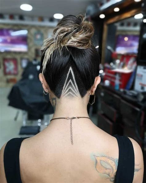 long hair undercut|female nape undercut long hair.